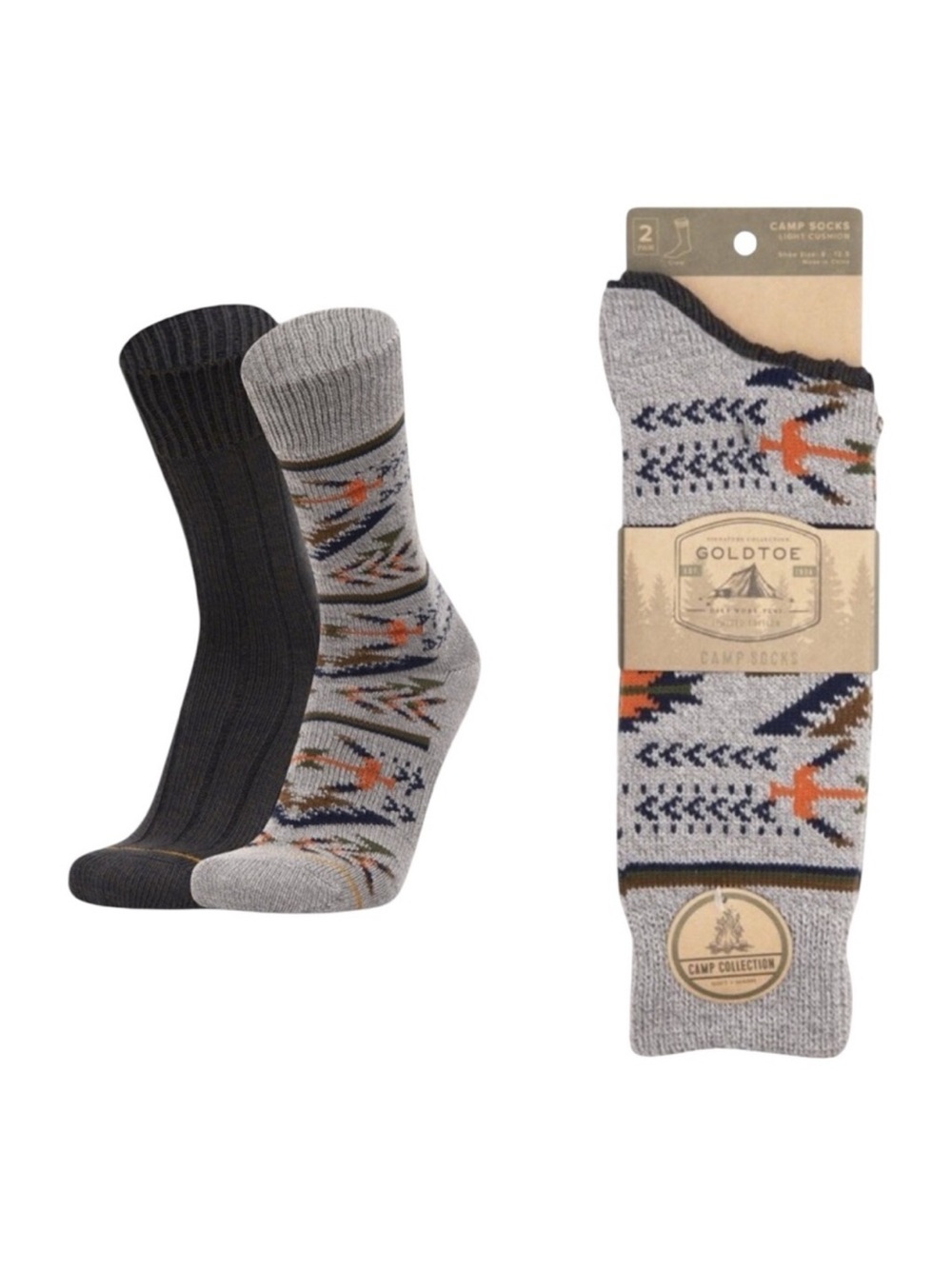 Signature Gold Signature Collection Men's Aztec Crew Camp Socks 2 Pack